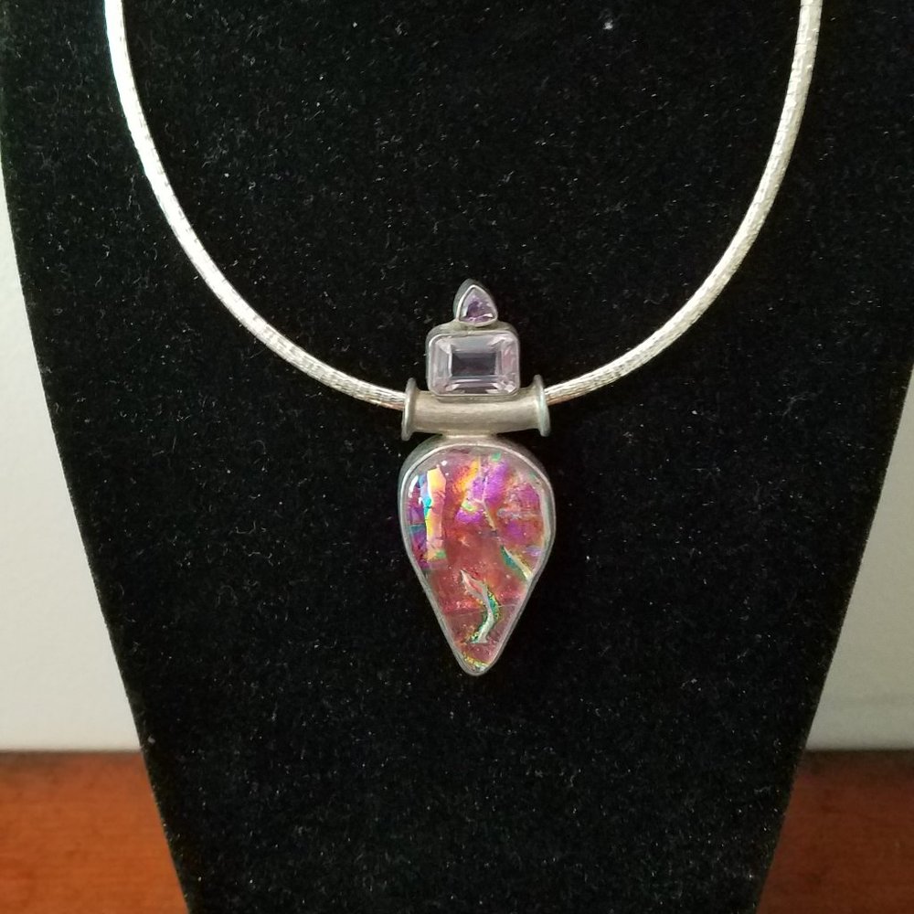 Amethyst Dichoric pendant stunning necklace